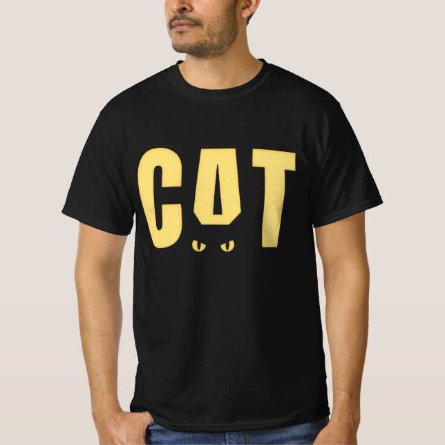 Rolig svart kattgrafisk t-shirt för män | Cool Min (Framsida)