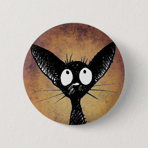 Rolig svart kattkonst knäppas emblem knapp