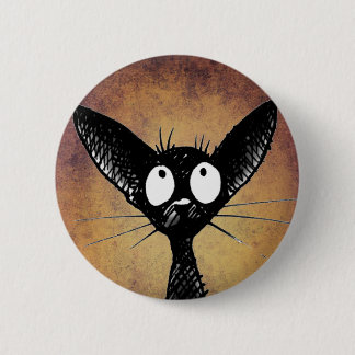 Rolig svart kattkonst knäppas emblem knapp