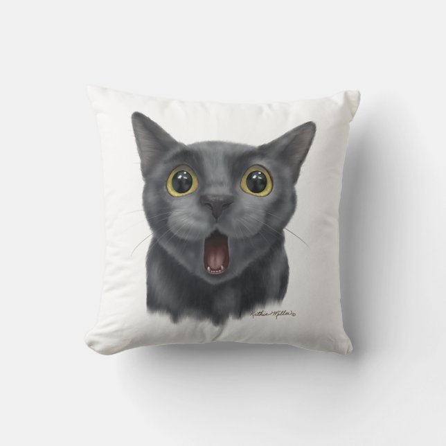Rolig svart kattserie kudde (Framsida)