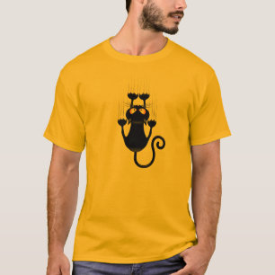 Rolig svart katttecknad som skrapar väggt_shirt t shirt