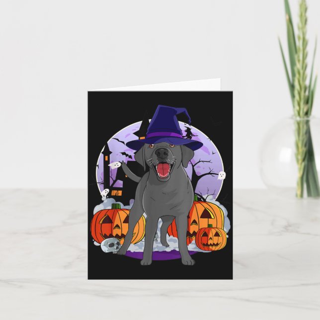 Rolig svart labrador hund Halloween häxa Kort (Framsida)