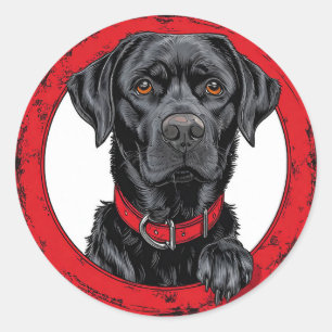 Rolig svart labrador runt klistermärke