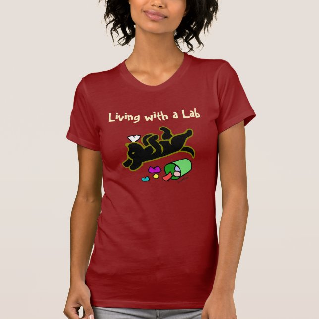 Rolig svart Labrador tecknadillustration T-shirt (Framsida)