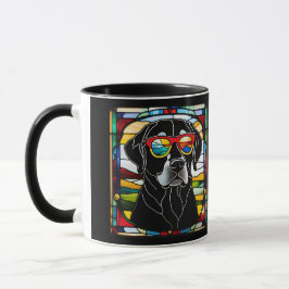 Rolig svart labradorfärgad glas kaffemugg