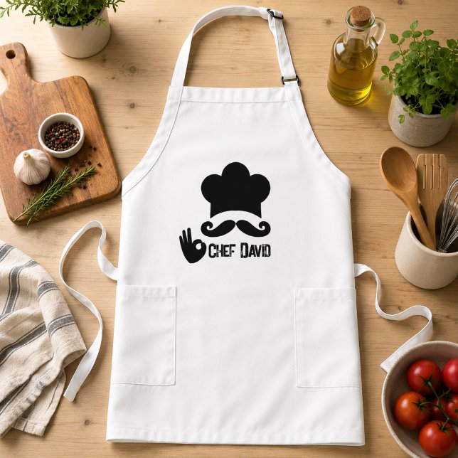 Rolig Svart Moustache Anpassad Långt Förkläde (Skapare uppladdad)