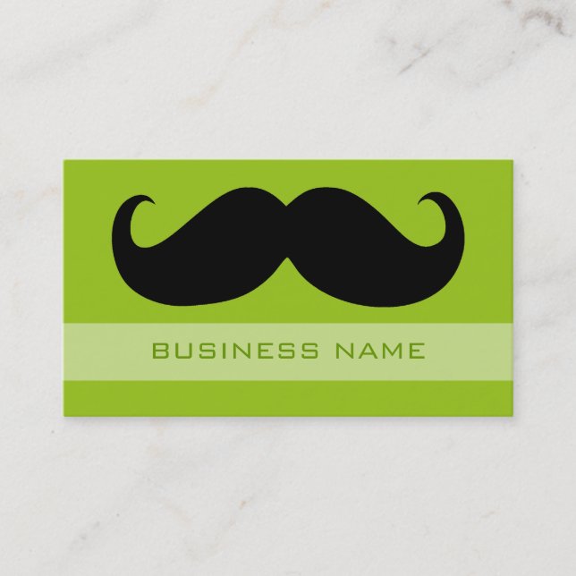 Rolig Svart Moustache och Enkel Lime Visitkort (Framsida)