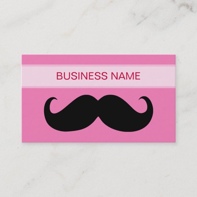 Rolig Svart Moustache och Enkel Rosa Visitkort (Framsida)