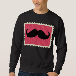 Rolig svart mustasch långärmad tröja