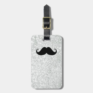 Rolig svart mustasch- och vitgnistra Bling Bagagebricka