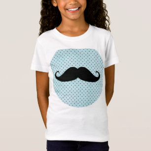 Rolig svart mustasch på krickablåttpolka dots tröja