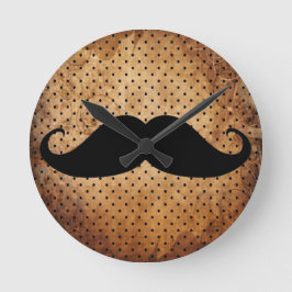 Rolig svart mustasch rund klocka