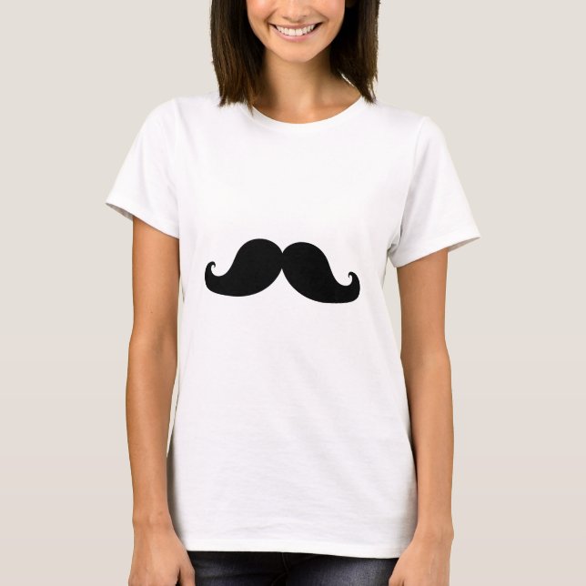 Rolig svart mustaschhumor t shirt (Framsida)