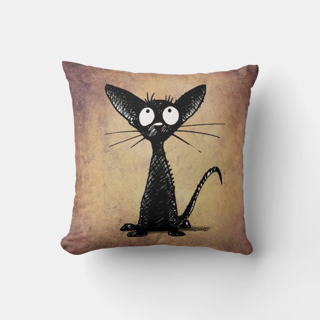 Rolig svart orientalisk Shorthair katt på Kudde (Framsida)