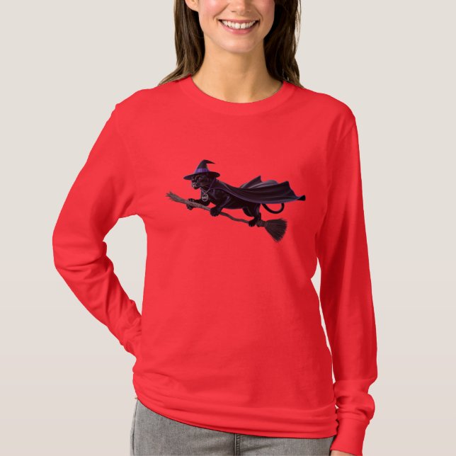 Rolig svart panter Halloween T-shirt (Framsida)