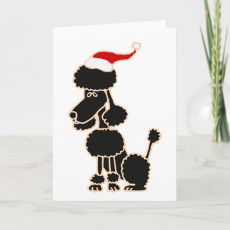 Rolig svart pudel i konst för Santa hattjul Helgkort