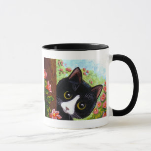 Rolig svart smokingkatt Creationarts Mugg