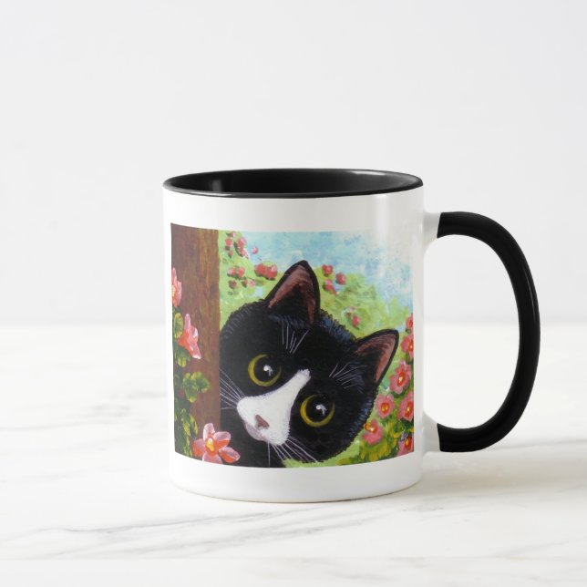 Rolig svart smokingkatt Creationarts Mugg (Höger)