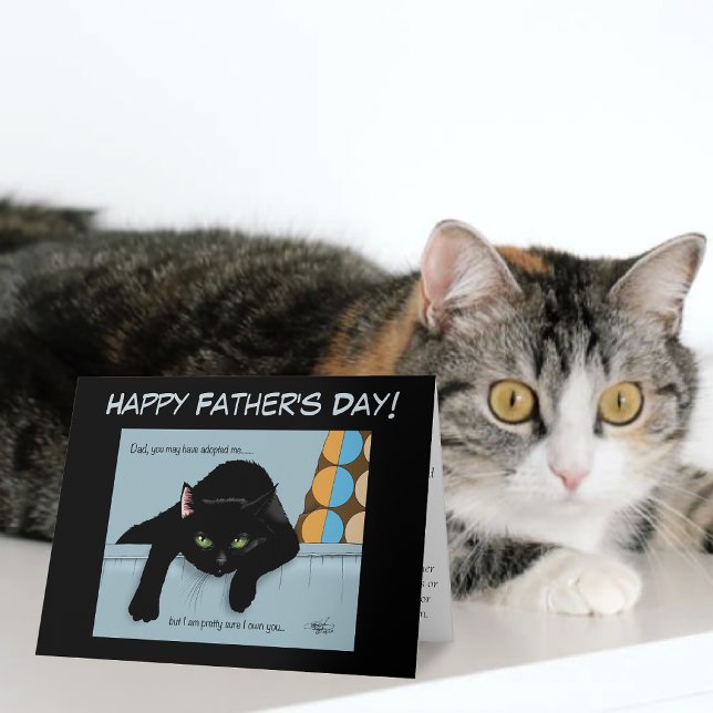 Rolig Svart Söt Bästa Kattpappa Fars Dag Kort (Skapare uppladdad)