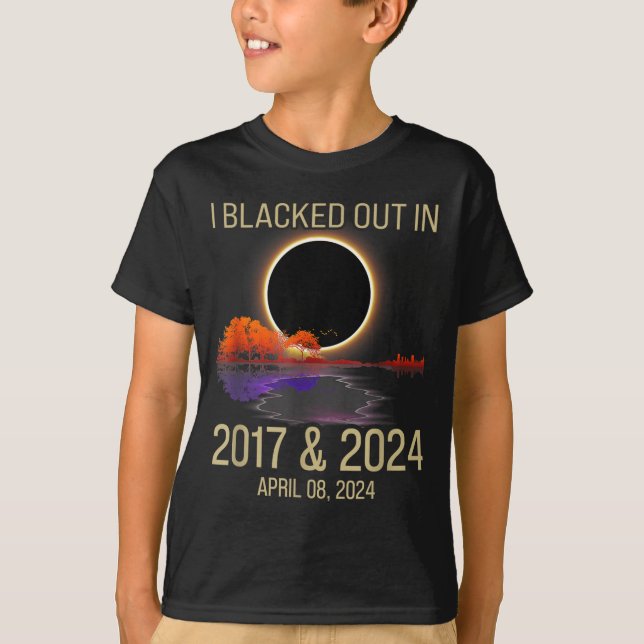 Rolig Svart T-Shirt 2017 Total Solförmörkelse (Framsida)