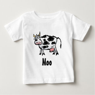 Rolig svart-vit ko tecknad serie t-shirt