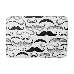 Rolig svart- & vitmustaschdesign badrumsmatta