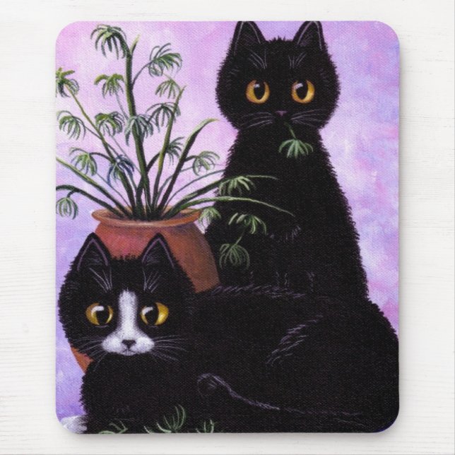 Rolig svartvit katt Creationarts Musmatta (Framsidan)