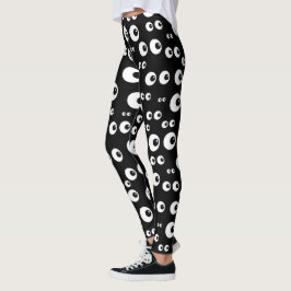 Rolig svartvit ögonglobmönsterdamasker leggings