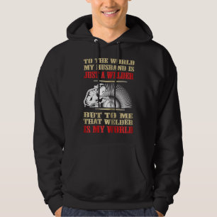 Rolig svetsare för kvinnor Min man är min värld Hoodie