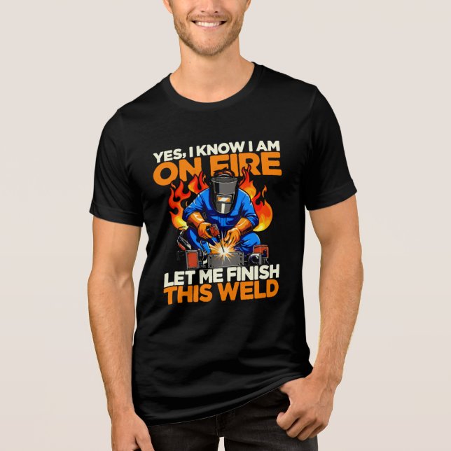 Rolig Svetsare Ja Jag Vet Att Jag Brinner Mäns  T Shirt (Framsida)
