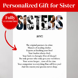 Rolig SYSTRAR Poster – Roligt Present till syster