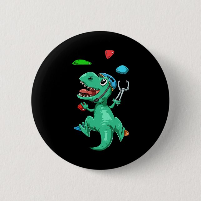 Rolig T-rex Bouldering Och Klätterpresent  Knapp (Framsida)