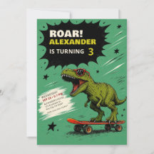 Rolig T-Rex Dinosaur Födelsedagsfest Inbjudan