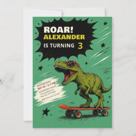 Rolig T-Rex Dinosaur Födelsedagsfest Inbjudan