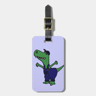Rolig T-rex Dinosaur i overaller Bagagebricka