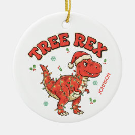 Rolig T-Rex dinosaur julgransprydnad present Keramik