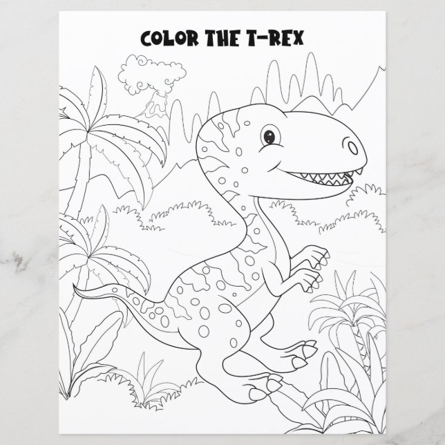 Rolig T-Rex dinosaur målarbok för barn (Framsida)