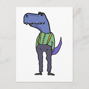 Rolig T-rex dinosaur som bär hängslen Vykort