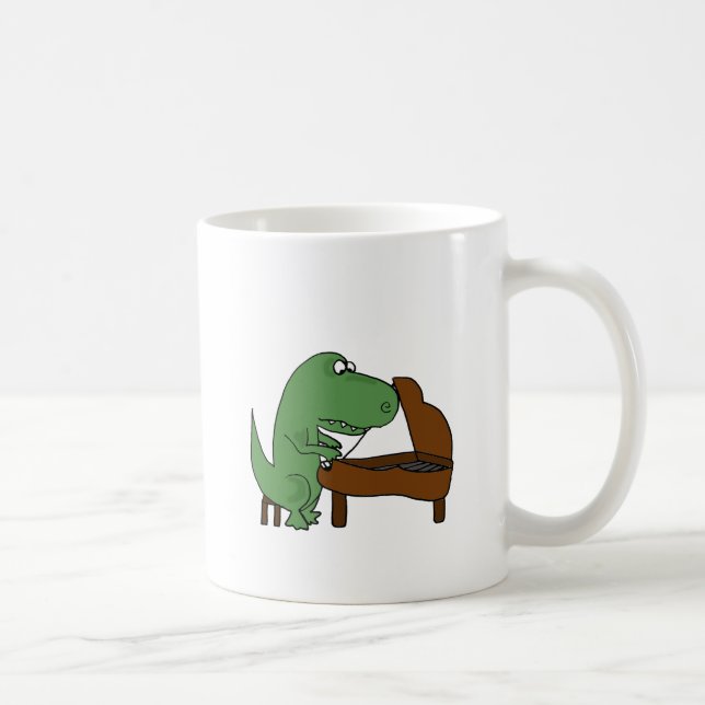 Rolig T-Rex Dinosaur som leker pianot Kaffemugg (Höger)