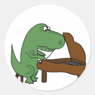 Rolig T-Rex Dinosaur som leker pianot Runt Klistermärke