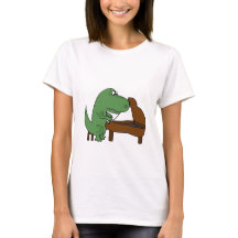 Rolig T-Rex Dinosaur som leker pianot