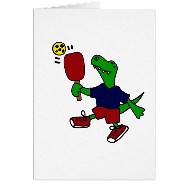 Rolig T-Rex Dinosaur som leker Pickleball Hälsningskort (Framsidan)