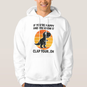 Rolig T Rex Klappa Dina Oh Retro Dinosaur Skämt Hoodie