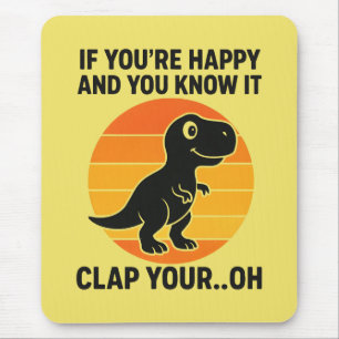 Rolig T Rex Klappa Dina Oh Retro Dinosaur Skämt Musmatta