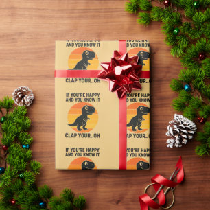 Rolig T Rex Klappa Dina Oh Retro Dinosaur Skämt Presentpapper