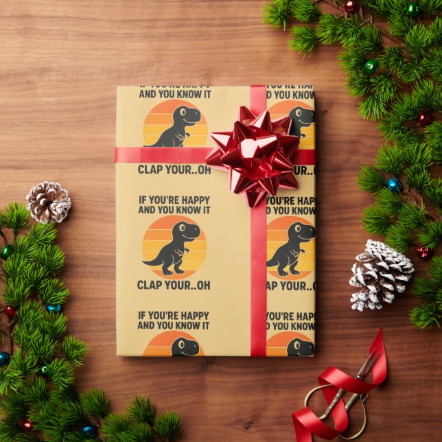 Rolig T Rex Klappa Dina Oh Retro Dinosaur Skämt Presentpapper (Julgåva)