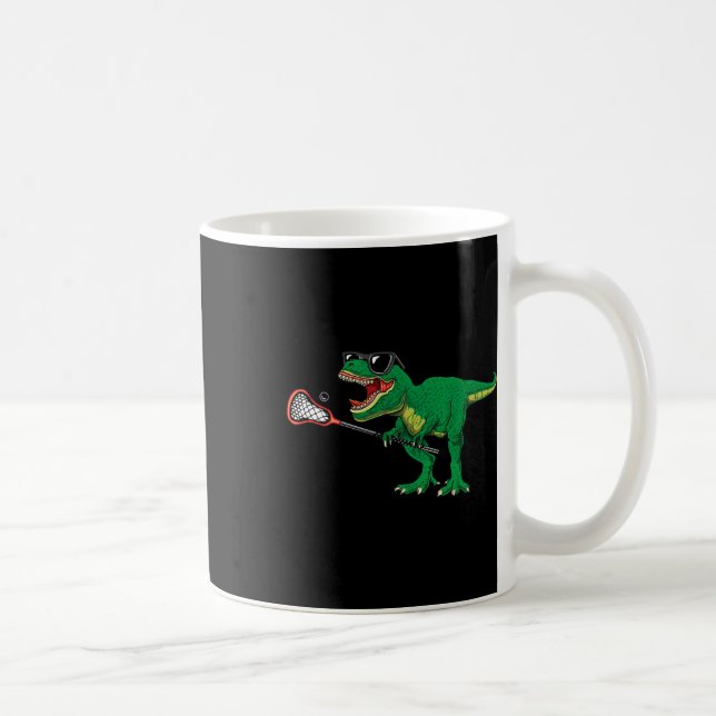 Rolig T Rex Lacrosse Dinosaur Lax Pojkar Lacrosse  Kaffemugg (Höger)
