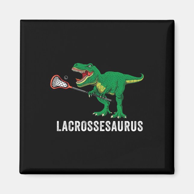 Rolig T Rex Lacrosse Dinosaur Lax Pojkar Lacrosse  Magnet (Framsidan)