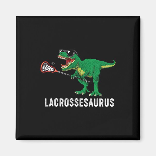 Rolig T Rex Lacrosse Dinosaur Lax Pojkar Lacrosse  Magnet (Framsidan)