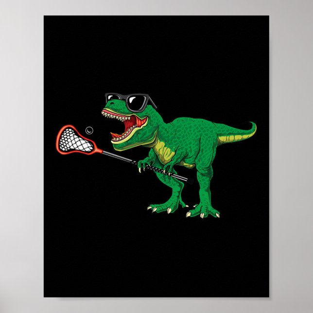 Rolig T Rex Lacrosse Dinosaur Lax Pojkar Lacrosse  Poster (Framsidan)